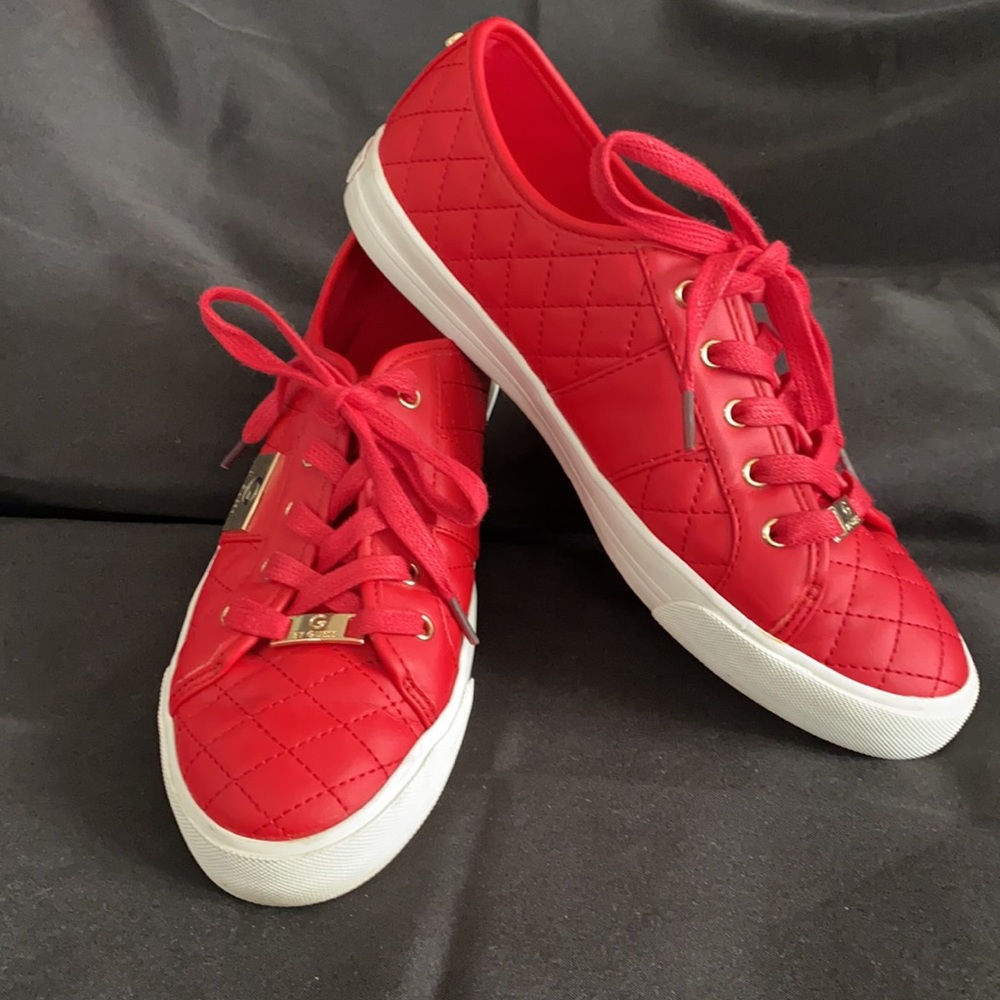 G by Guess Quilted Red Lace-Up Sneakers